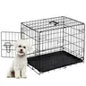 Sweetcrispy Coated Metal Dog Crate - Foldable & Portable Enclosure with Leak-Proof Cleanup Quick Pull-Out Pan, Open Wire Design Sturdy & Secure Kennel for Small-Medium Dogs, Indoor & Travel Use