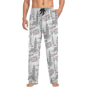 Men's Pajama Pants Super Soft London, England Sleep Lounge Pants Pjs Bottoms with Pockets