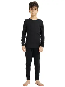 Warm Underwear Set, Boys' Winter Ski Base Layer, Long Sleeve Long Pants for Outdoor Adventure, Plaid Pattern, Fit Underwear