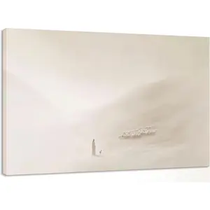 Jesus Leaves the 99 Sheep Wall Art - Canvas Faithful Shepherd Poster  Christian Modern Bible Print Jesus and Lamb Lost Sheep Picture