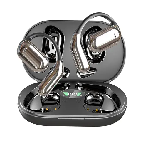 Open Ear Wireless Earbuds, Bluetooth 5.4 Sports Headphones with Ear Hooks, Up to 60H Playtime with LED Display Charging Case, IPX7 Water Resistance, Hi-Fi Stereo & Call Noise Reduction for Running & Gym