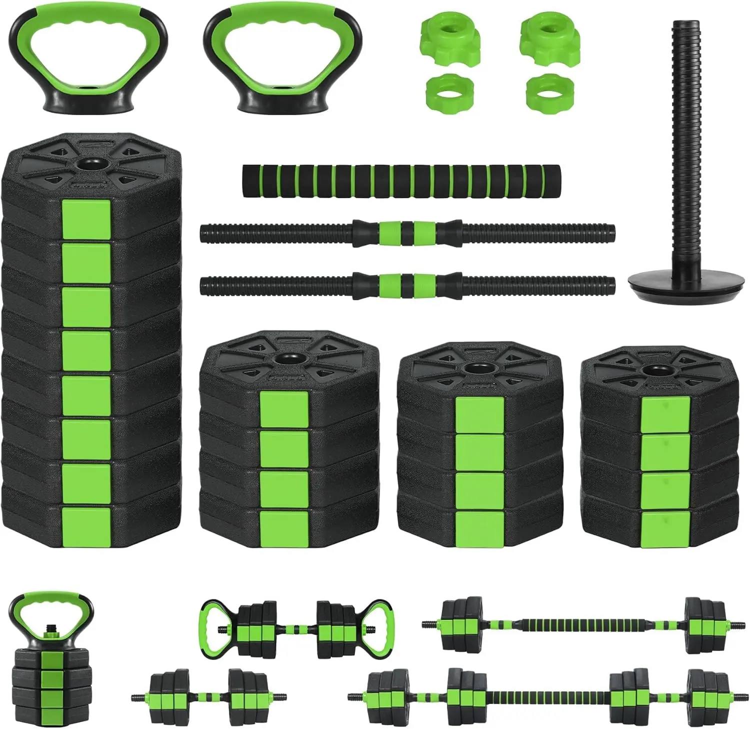 88lbs Adjustable Dumbbells Set, 4 in1 Free Weight Dumbbell Set of 2 Used as Barbell,Kettlebells,Fitness Exercises for Home Gym Suitable