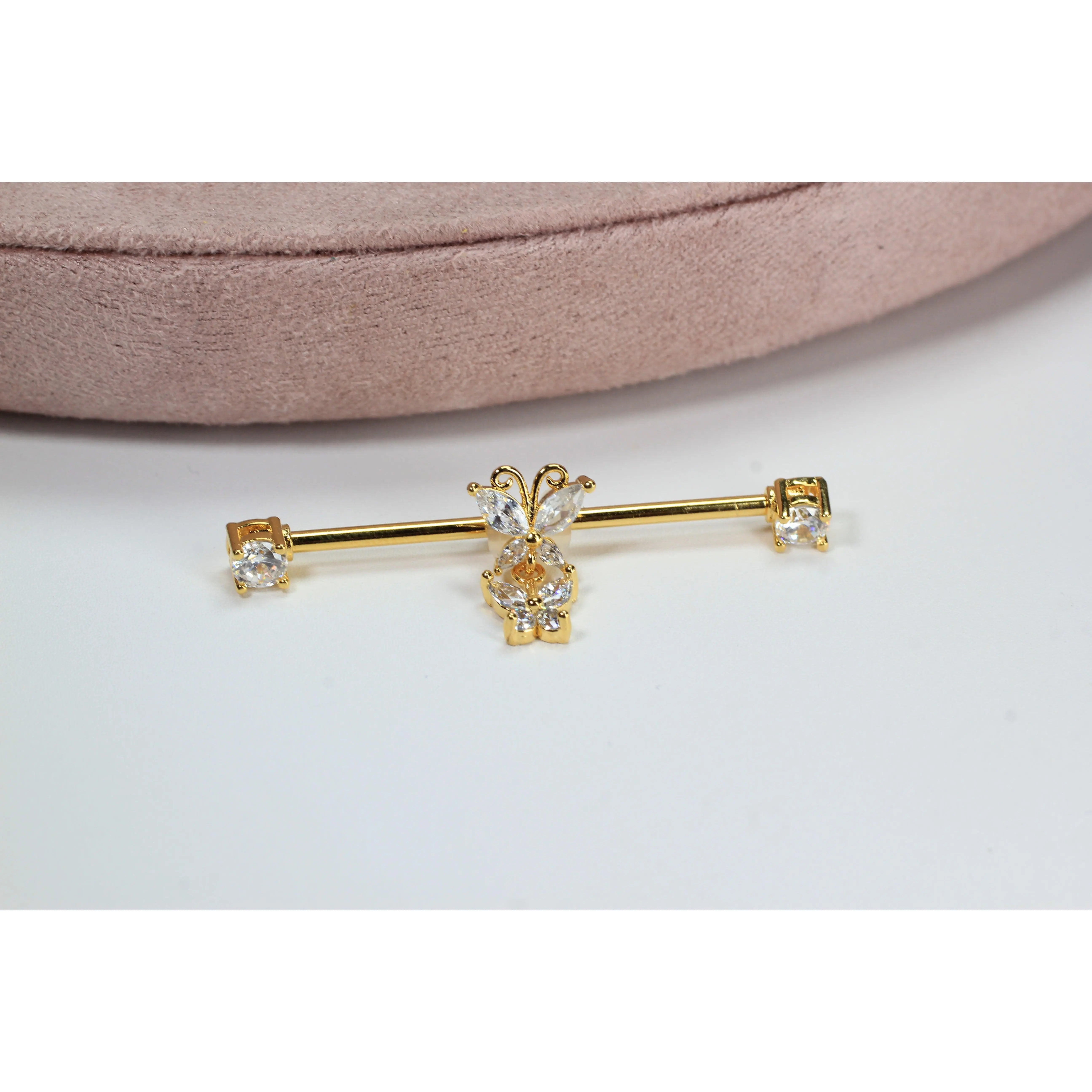Dangling Butterfly Industrial Barbell Body Jewelry, Jewelry for Women, Wearable Jewelry