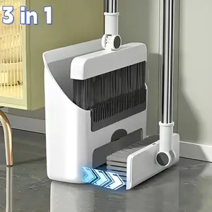 Multi-Function Broom and Dustpan Set with Long Handle for Home & Office