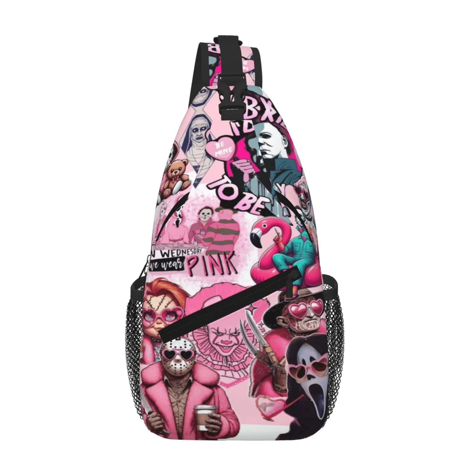 Cute Casual Crossbody Pack for Kids & Adults, Ghost Face All Over Print Water-Resistant Sling Bag with Adjustable Strap, Large Capacity for Travel & Daily Use