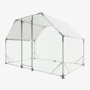 Bellemave All-Weather Metal Chicken Coop with UV Tarp & Lockable Doors - Galvanized Steel, Eco-Friendly Coating, 4 Sizes for Rabbits & Poultry