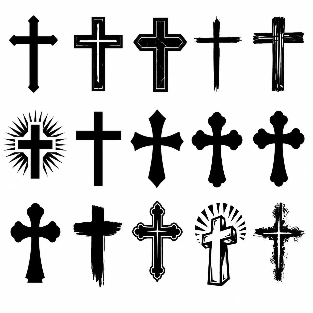 15Pcs Christian Cross Temporary Tattoos, Religious Cross Tattoo Stickers, Faith-Inspired Body Art for Men & Women, Christian Tattoo Set
