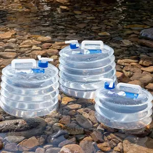 Outdoor Collapsible Water Bucket with Faucet, Portable Car Storage Pail for Camping & Travel