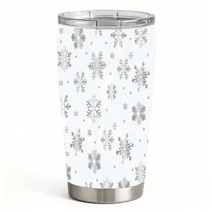 20oz Silver Snowflake Pattern Stainless Steel Tumbler， Tumbler with Lid Double Wall Vacuum Insulated Travel Mug