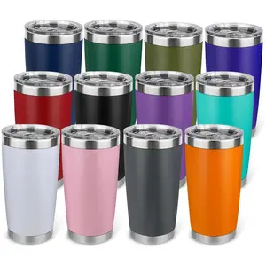 LMMAKE 20oz Wide Mouth Stainless Steel Double Wall Vacuum Insulated Flask - Portable Coffee Travel Mug with Lid, Powder Coated, Cold & Hot Drink Resistance, for Home, Office - Kitchen Drinkware