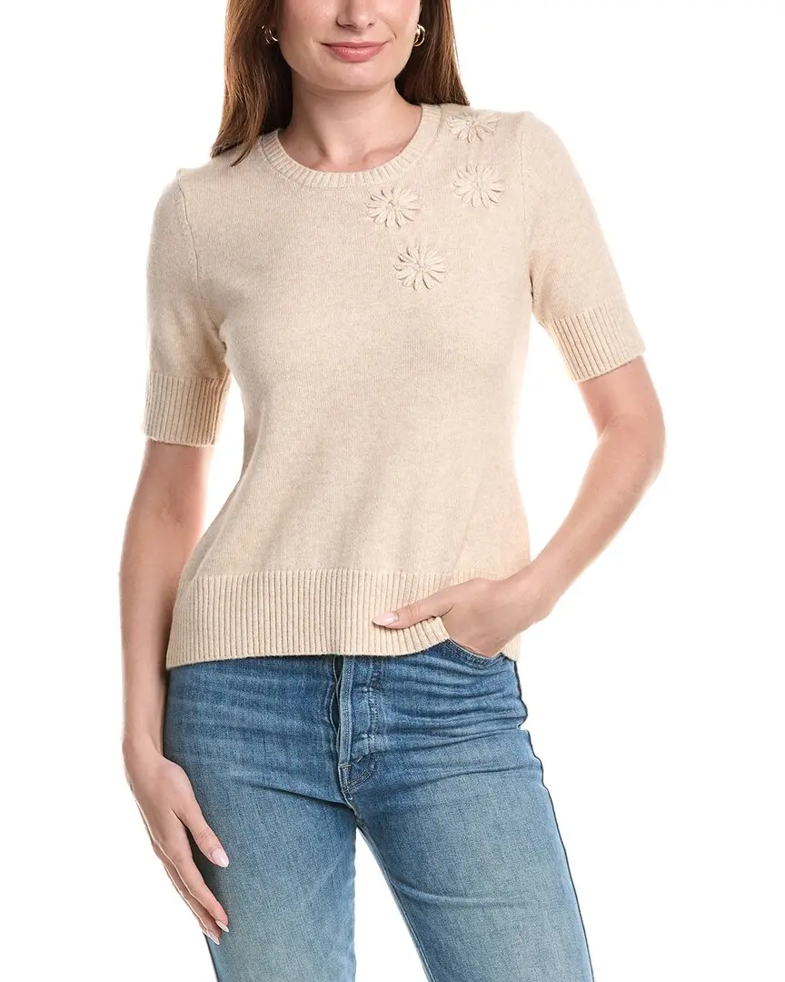 T Tahari Floral Applique Sweater