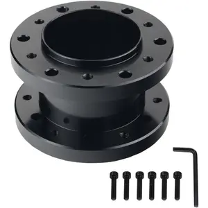 Dewhel 5cm Black Height Aluminium Steering Aluminum Spacer for Aftermarket Steering Wheel Hub Adapter Boss Kit