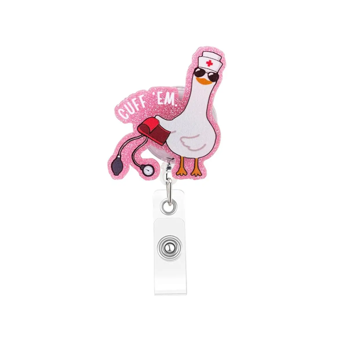 Cute Nurse Badge Reel Clip, Id Badge Reel, Badge Buddy Nursing, Retractable Teacher Badge Holder with Rotating Clasp, Perfect Gift for Nursing Students, Rn Lpn Cna Ma Medical Workers