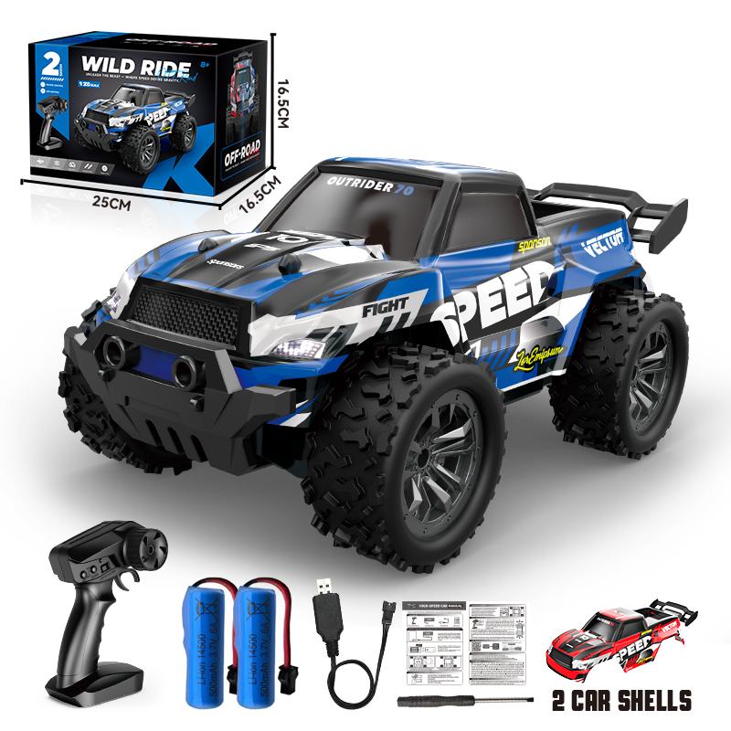 2.4G Wireless RC Off-Road Pickup – Dual Body Shells & Batteries| Drop-Resistant Anti-Collision High-Speed Climbing Toy for Boys