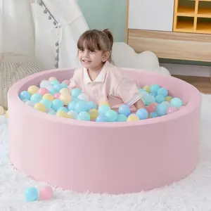 Foam Ball Pit for Toddlers 35.4"x 11.8" Indoor/outdoor Soft Round Baby Girl Playpen Pink (Balls not Included)