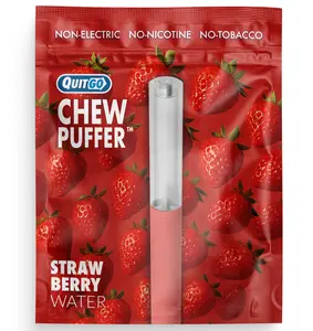 QuitGo Air Straw Strawberry Water Chew Habit Chew Stick – Plastic Reusable Natural Aid Straw to Curb Cravings & Breathe Freely