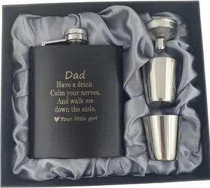 Father of the Bride Gifts from Daughter, Father of the Bride  Favorite Walk, Dad Wedding Day  Flask, Engraved Flask Set (your little girl)