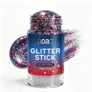 July 4th Glitter Stick Blue, Body and Hair Glitter, Perfect for Independence Day Party, Holiday Makeup, Fun Festive Look