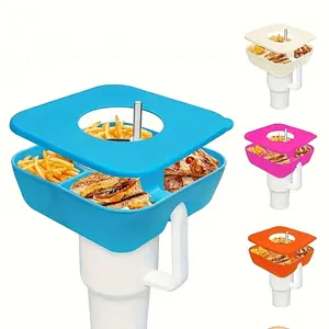 Premium silicone snack bowl, silicone snack tray, candy tray nut tray container box, suitable for Stanley cup accessories, suitable for car cup holders or outdoors