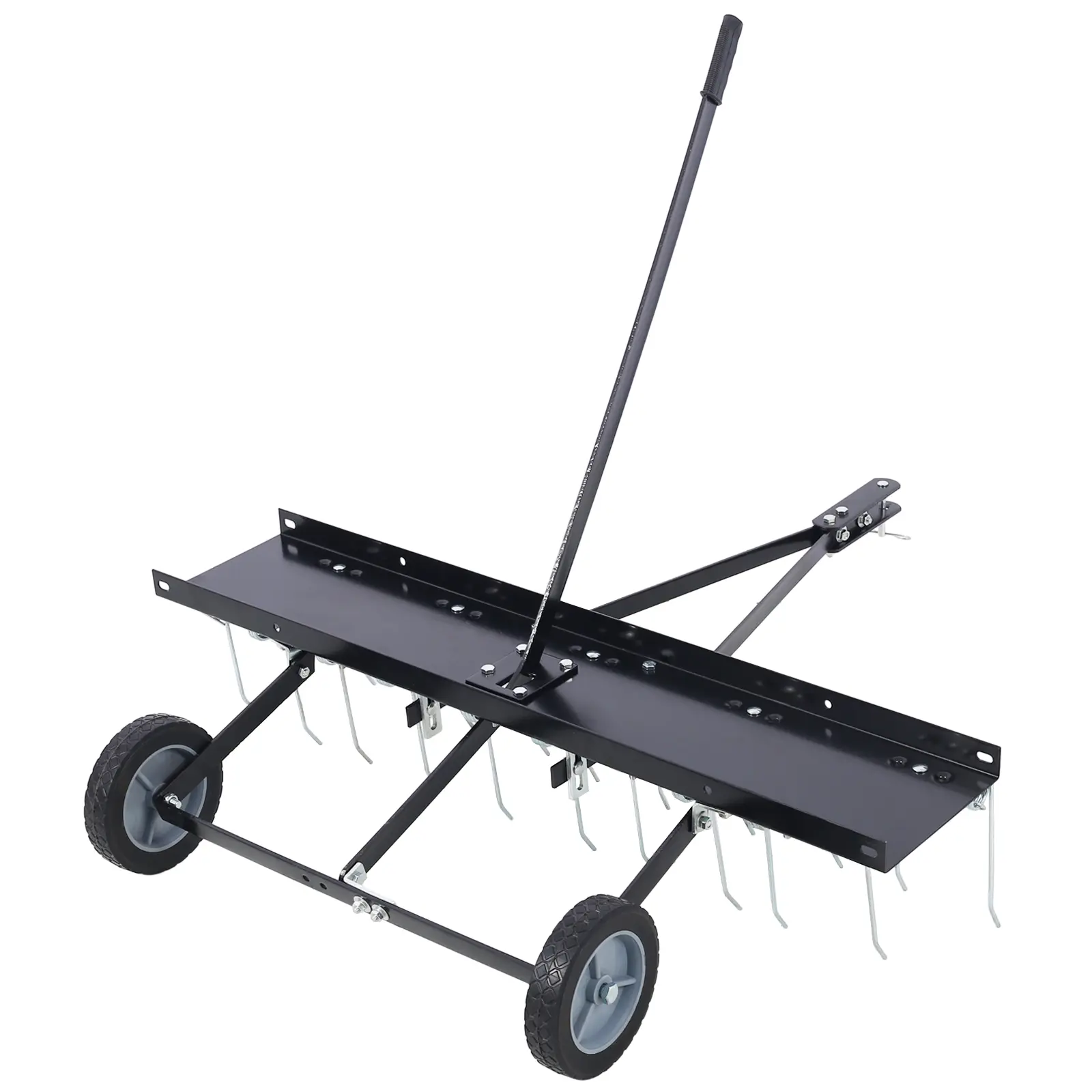 Hdmw 40-Inch Lawn Sweeper Tow Behind Dethatcher, Landscape Rake, Lawn Tractor Rake, Tine Tow Dethatcher Pull Behind Mower, Riding Lawn Mower Attachments for Outdoor Yard Tools Lawn Care, Metal, Thatch Removal