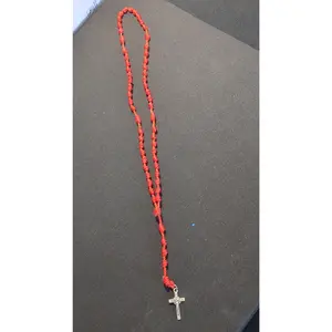 Orange Knotted Rosary, small