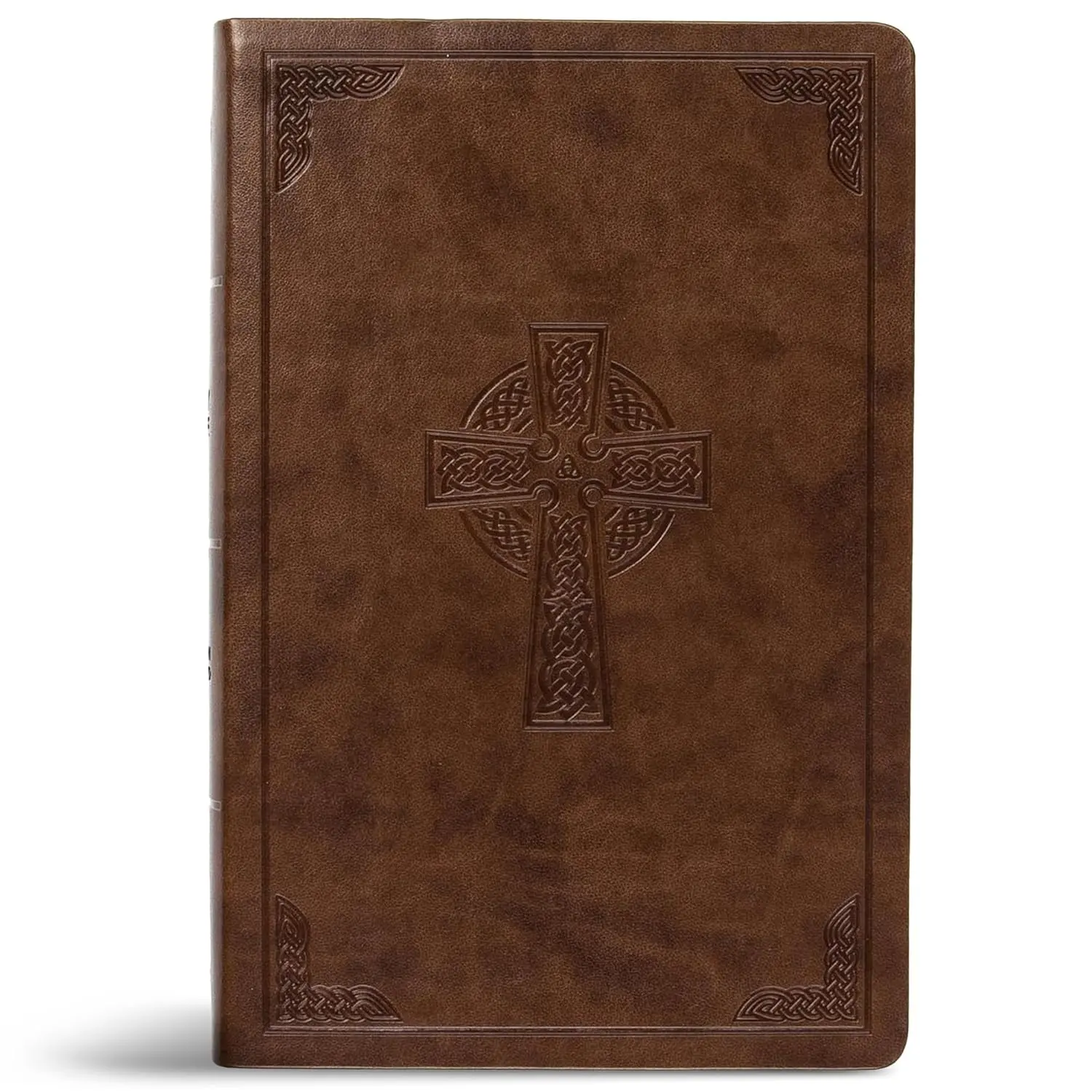CSB Large Print Personal Size Reference Bible, Brown Celtic Cross LeatherTouch, Red Letter, Presentation Page, Cross-References, Full-Color Maps, Easy-to-Read Bible Serif Type