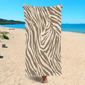 Extra Large Beach Towel with Brown and White Zebra Stripe Pattern Versatile Indoor and Outdoor Towel Ideal for Holidays Birthdays and Family Use Modern Design for Travel Picnics and Camping