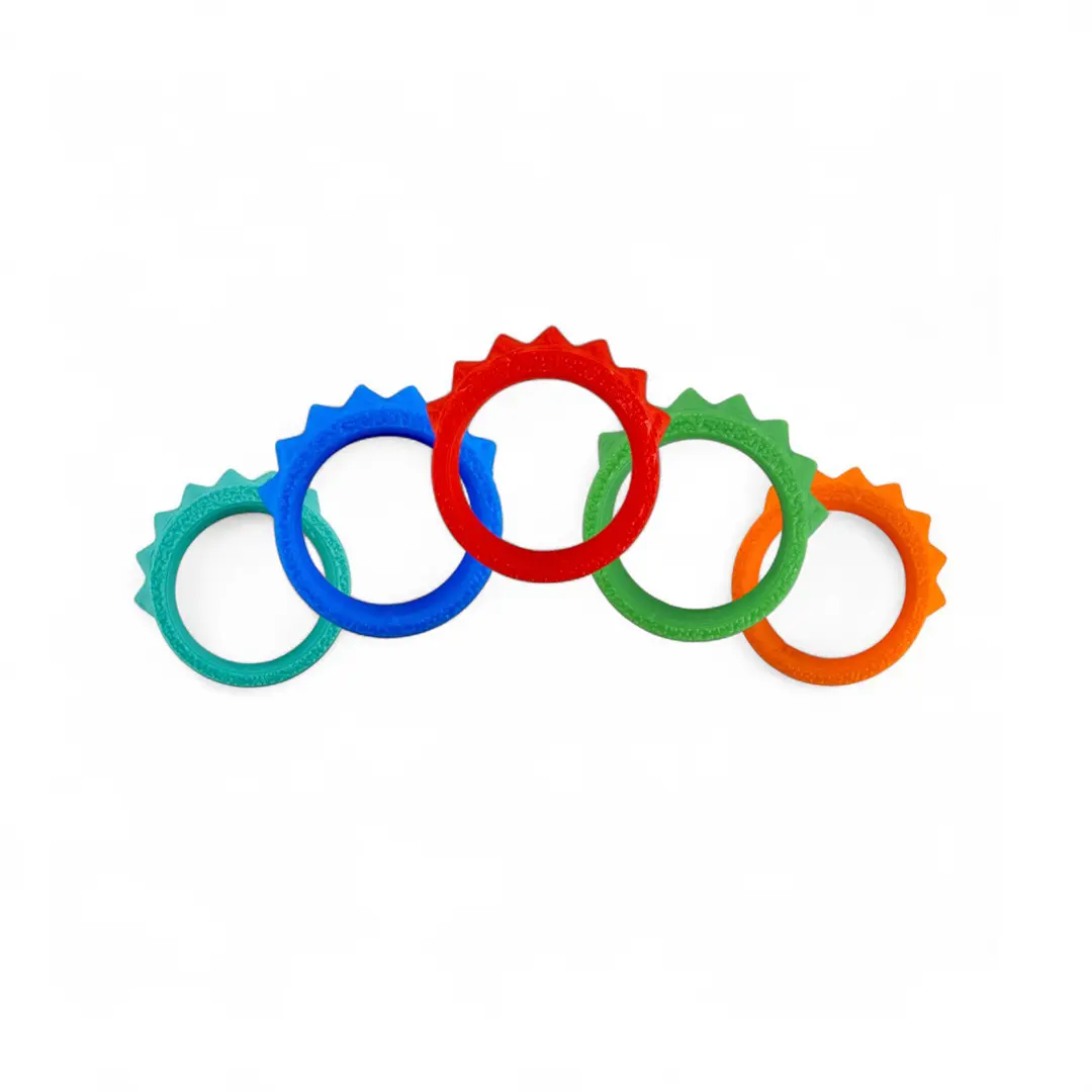 Little Ouchies Grippie Stim Ring - Textured Wearable Sensory Fidget Tool for Discreet Daily Use Grounding & Stimulation, Sizes 5-14, Vibrant Colors