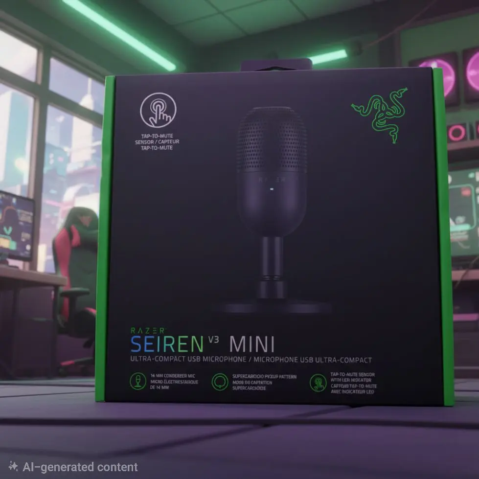 Razer Seiren v3 Mini Ultra-Compact USB Microphone for Gaming and Streaming with Top-Grade Sensor and Noise Cancellation