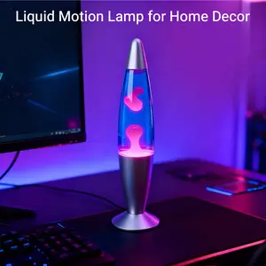 DAYBETTER 13" Beautiful Liquid Lamp- Blue with Purple Wax, Relaxing Magma Light, Night Light Nightlight, Home Decor Living Room Office Bedroom Lamp for Adults Teens Kids