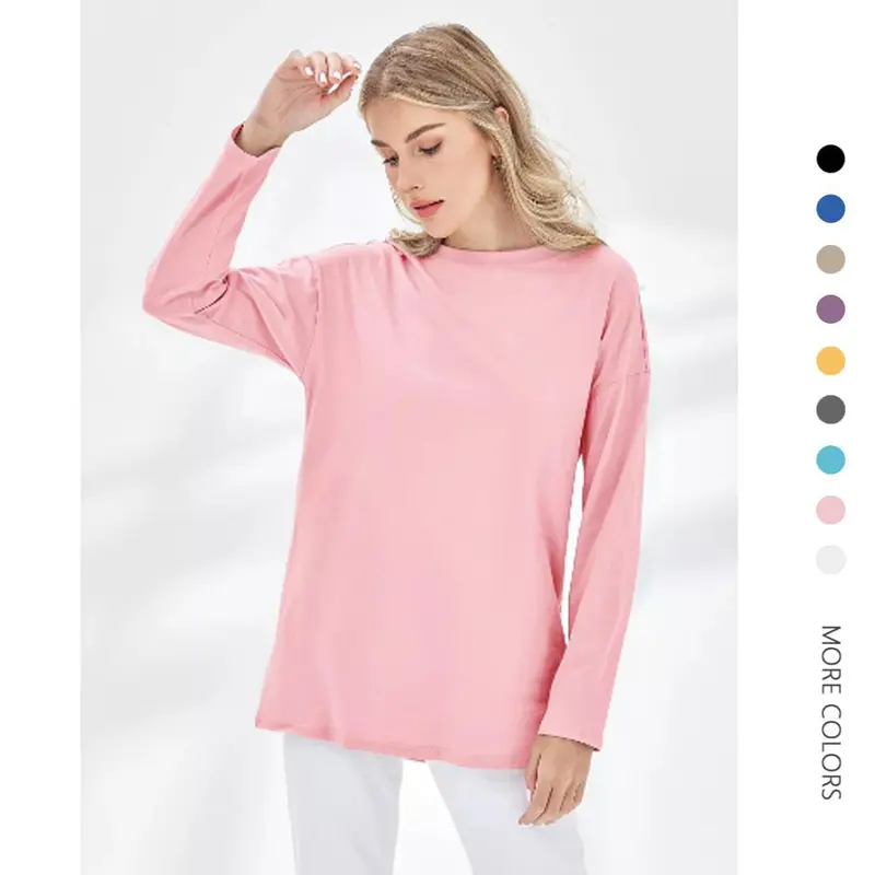 Danedvi Women's Comfy Casual Oversized Colorblock Long-Sleeve Crew Neck XL Tunic Blouse - 65% Cotton-Polyester Fabric, Soft Lightweight, Loose Pull-On, Tunic Length, for Work & Dating, Wardrobe Staples (Pair with Slacks, Refer to Size Chart)
