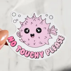 No Touchy Please Sticker | Cute Cow Sticker, Funny Humor Sticker, Durable Vinyl Waterproof Sticker, UV Safe Sticker, Cute Groovy Girly Retro Sticker