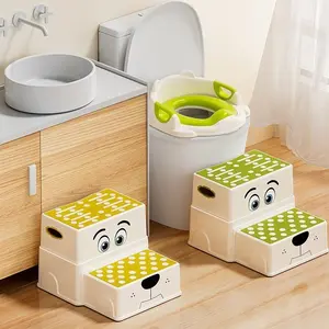 Kids Step Stool, 2-Tier Bathroom Foot Stool, Toddler Handwashing Toilet Step Stool, Non-Slip Child Wash Station Step Stool, Cute Washroom Footrest Stool, Must-Have for Kids’ Bathroom Spaces, Footstool