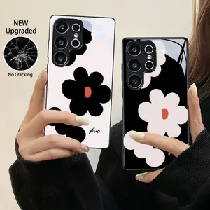 Luxury Floral Case Cover For Samsung S23 S24 S21 S20 S25 FE S22 Plus Note 20 Ultra 5G Protective Flexible Acrylic Glossy Phone Case