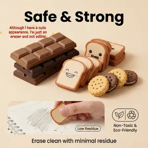 Creative Cookie Eraser Set, Random Design, High-Quality Fake Snack Chocolate Bread Erasers, Fun Student Stationery, Office School Supplies, Cute Prizes