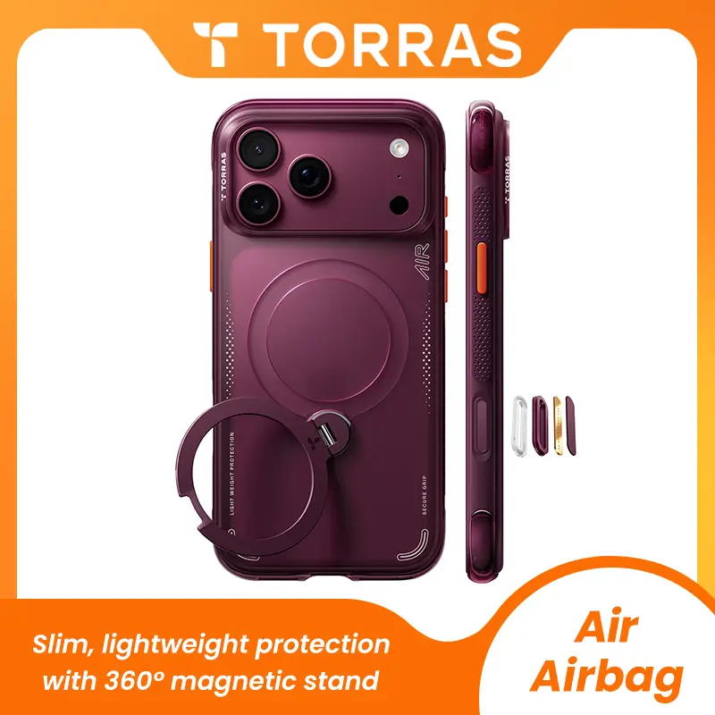 TORRAS Q3 Air for iPhone 18 Pro Max Case - 360° Magnetic Stand, Shockproof, Slim Protective Case, Shadow Black