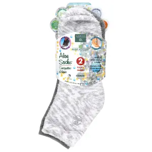 Earth Therapeutics Aloe Moisture, Aloe Socks, Grey and White, 2 Pairs