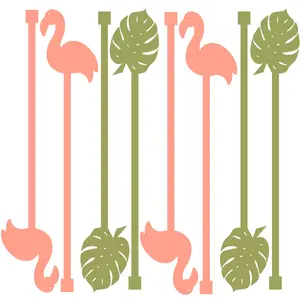 Flamingo & Palm Acrylic Drink Stirrer Cocktail Swizzle Stix