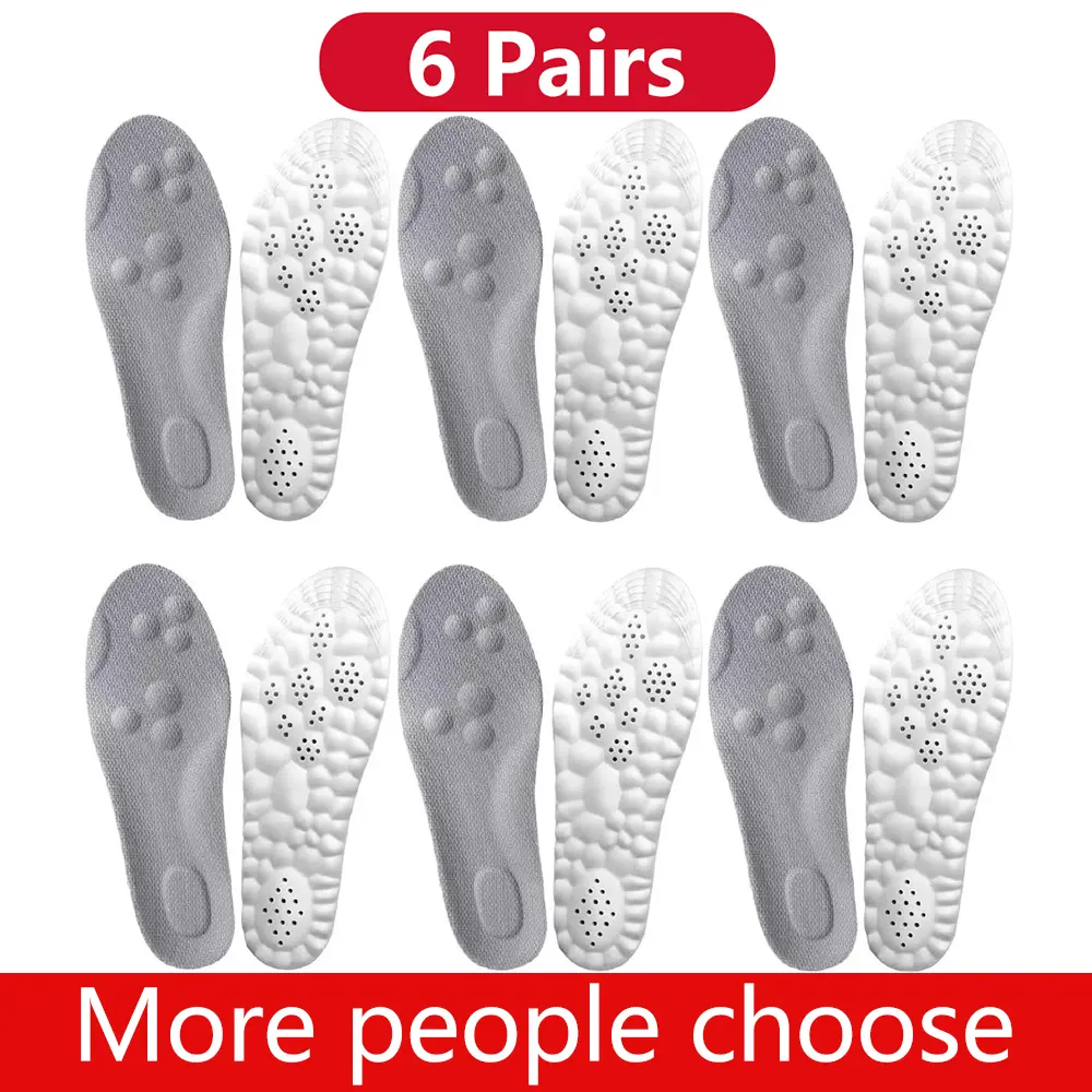 Cloud Soft 4D Silicone Shoe Insoles, High Resilience Memory Foam Foot Pads, Breathable Comfort Trim-to-Fit Insoles Fit All Men Women Footwear