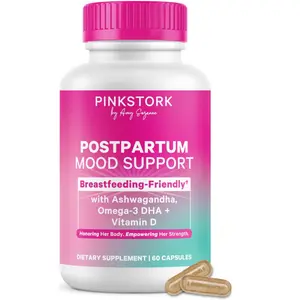 Postpartum Mood Support – Postnatal Supplement for Women – Breastfeeding Friendly – Ashwagandha, Saffron, DHA, Methylated B12 – Stress & Cognitive Support – 30-Day Supply