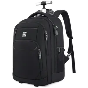 Bruno Cavalli Rolling Backpack #18613, Wheeled Laptop Backpack, Carry on Underseat Bag with Wheels, Waterproof Luggage for Men Women, 15.6" Laptop Pocket, Adjustable Straps, Back To School, Travel Essentials Carryall, Gift for Valentine's Day