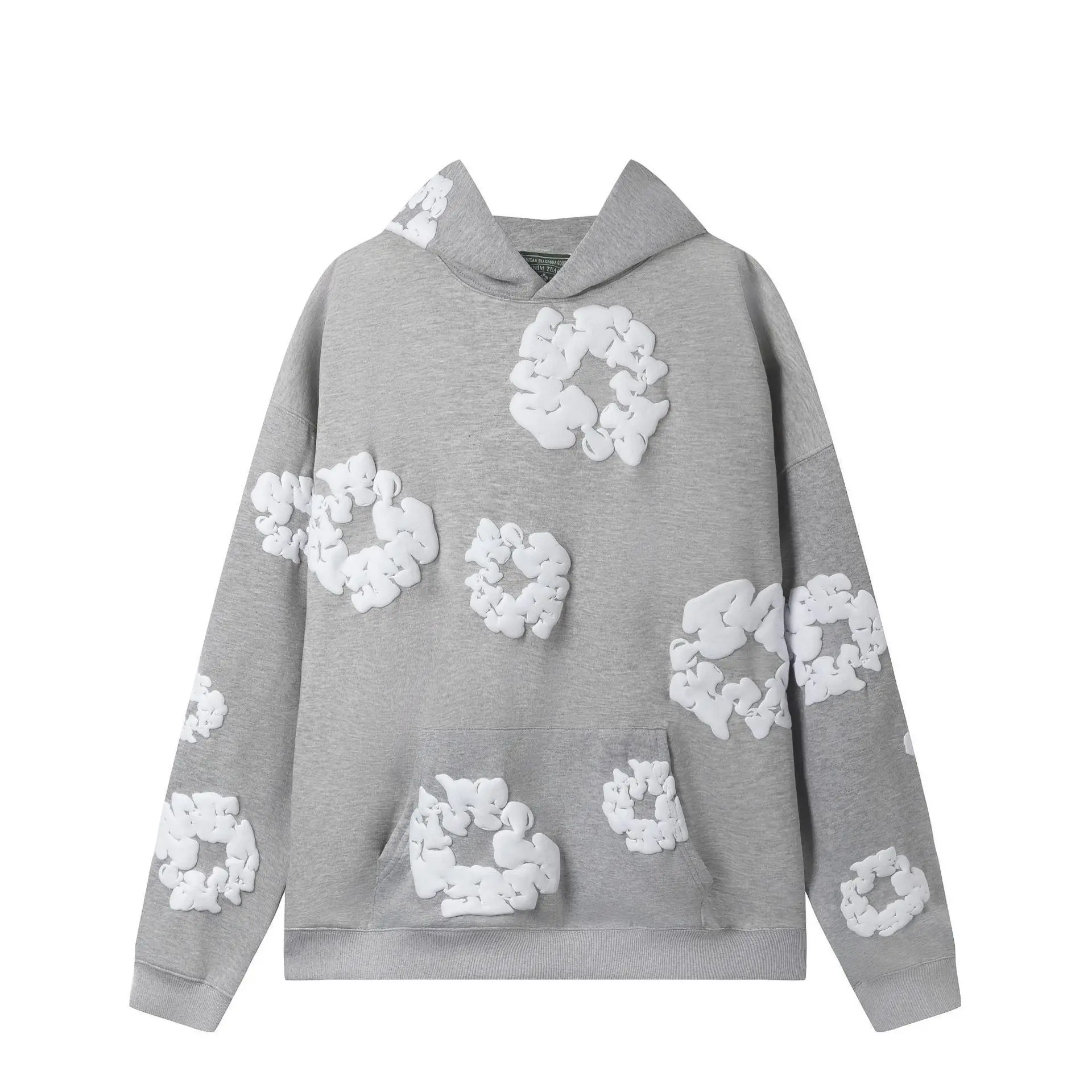 Foam light gray hoodie��White flower wre
