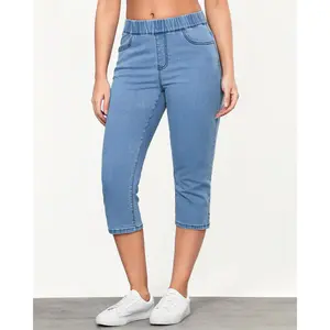 GRAPENT Capris Jeans for Women High Waisted Trendy Pull On Elastic Waist Split Hem Skinny Stretchy Denim Capri Pants