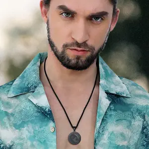 FaithHeart Wolf Pendant Necklace Norse Viking Wolf Runes Pendant