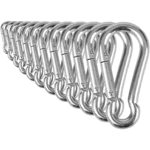 Heavy Duty Bushcraft Stainless Steel Carabiner Spring Snap Clip Link Hooks. 200-500lb Load. 2, 6 & 12 Packs