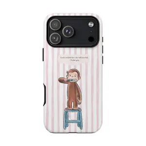 Cute Monkey Phone Case with Bible Verse – Psalm 46:5 Christian Inspirational |   Christian Christmas Gift - Phone Case Spooky Fall, for iphone 17 promax case air 16 plus 15 promax 14 pro 13max 12 Samsung S25 EDGE S24 S23 S22 Ultra Fe Protection Smartphone