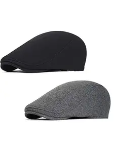 2 Pcs Mens Womens Newsboy Flat Cap Beret Hat Ivy Irish Gatsby Driving Cabbie Hat Premium Headwear