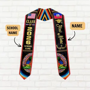 Personalized Haiti Graduation Stole, Haitians American Flag Graduation Sash 2026