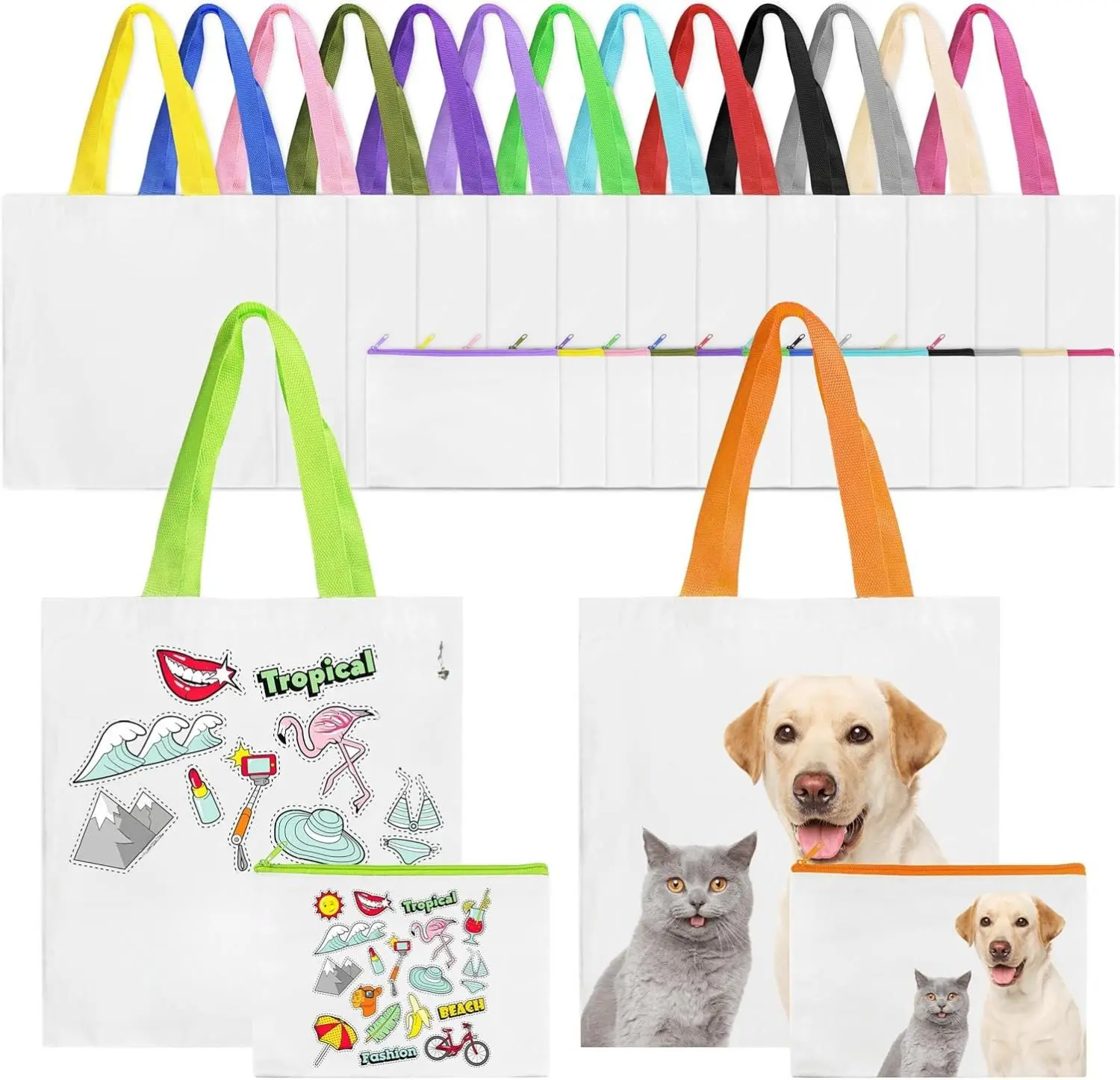 Joyclub 30 Pack Sublimation Tote Bags Bulk Customized Colors Polyester Cosmetic Makeup Bags Canvas Bags For DIY Shopping Subliamtion Decorating Painting for Graduation Gifts, Beach Day Bags & Summer Craft Projects, summerwins Mid Year Sale