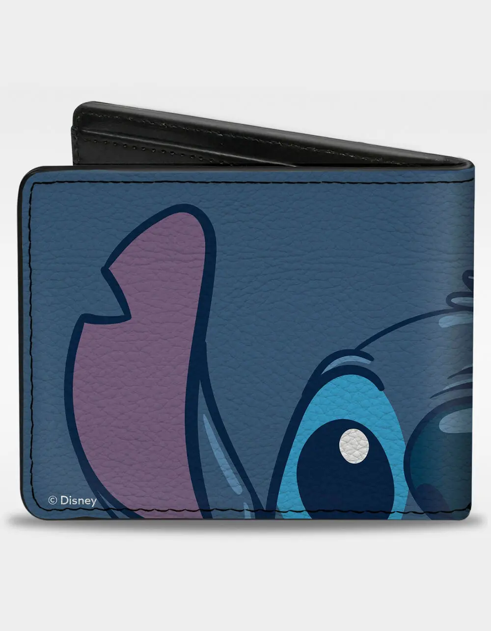 BUCKLE-DOWN  Mens Disney Stitch Peeking Pose Close-Up Blues Bifold Wallet, Multi-Colored